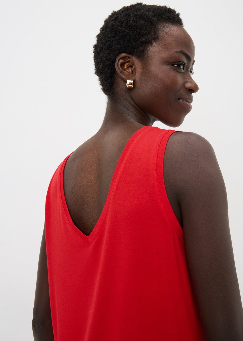 Red V-Neck Vest Top