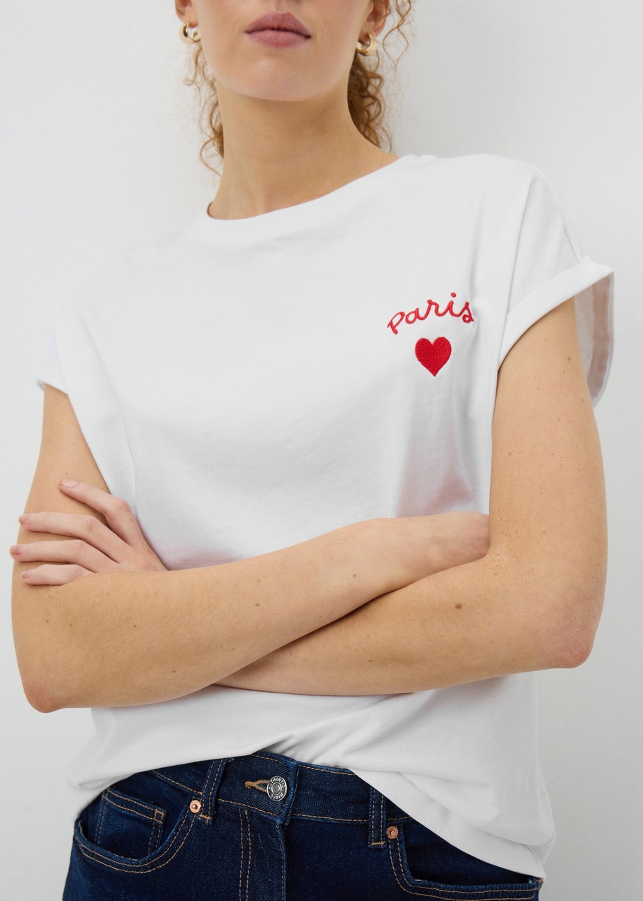 White Paris Cap Sleeve T-Shirt