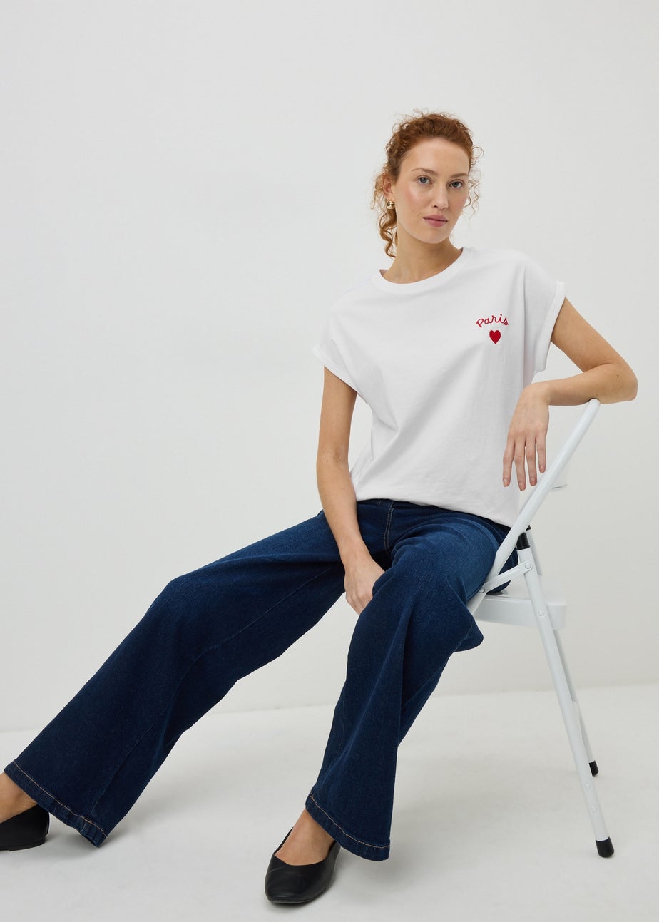 White Paris Cap Sleeve T-Shirt