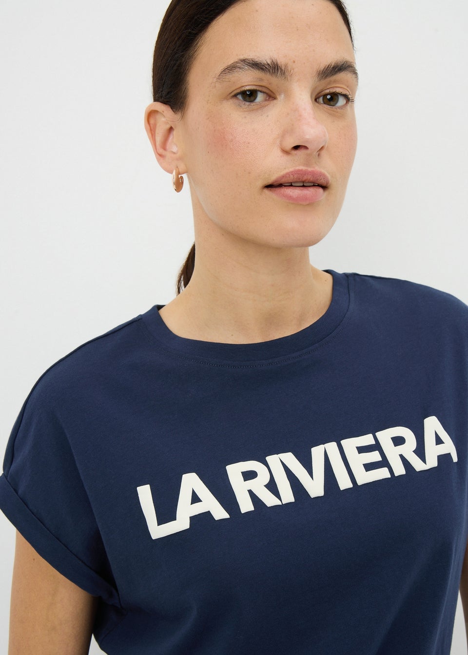 Navy Riviera Slogan T-Shirt
