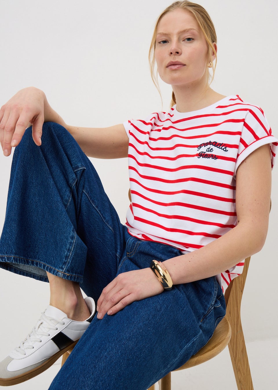 Red Stripe Paris Cap Sleeve T-Shirt