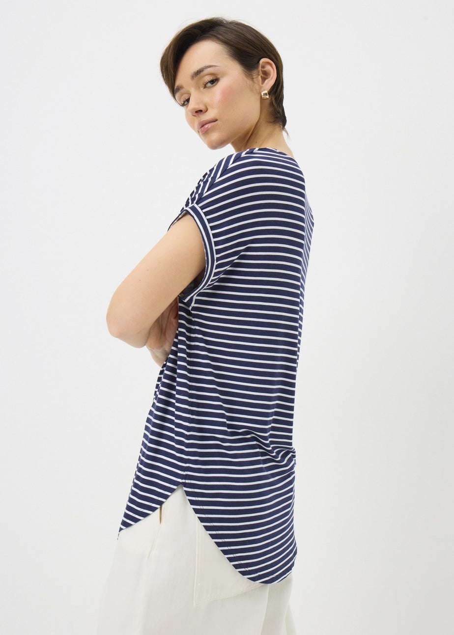 Navy Stripe Longline T-Shirt