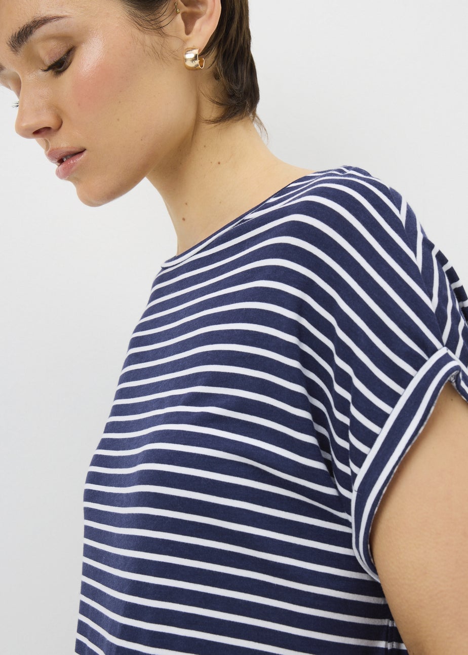 Navy Stripe Longline T-Shirt