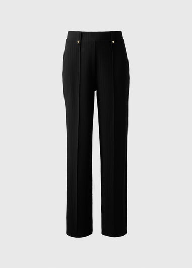 Et Vous Black Mini Rib Straight Leg Trousers
