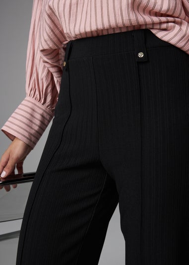 Et Vous Black Mini Rib Straight Leg Trousers