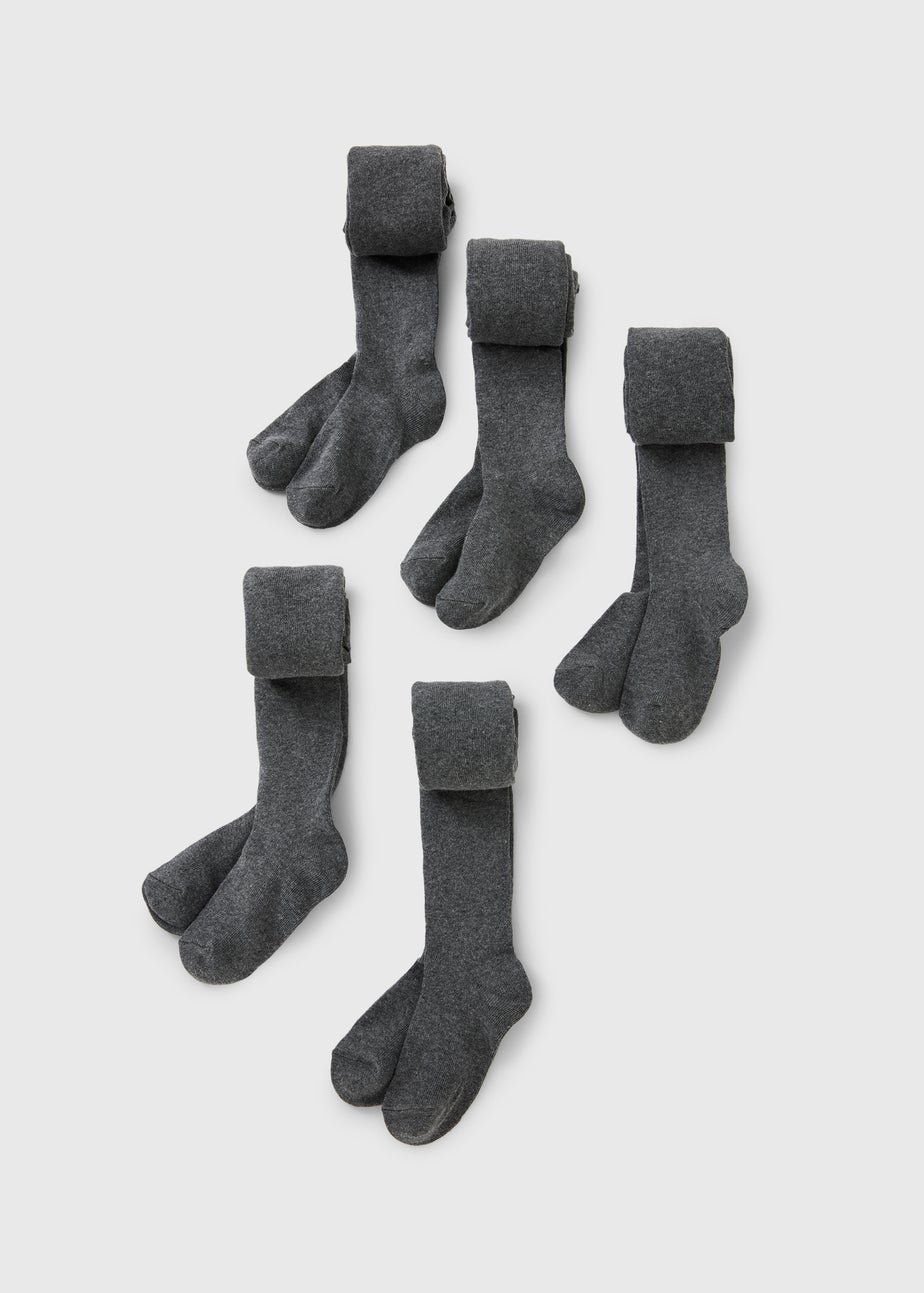 5 Pack Girls Grey Soft Tights (2-13yrs)