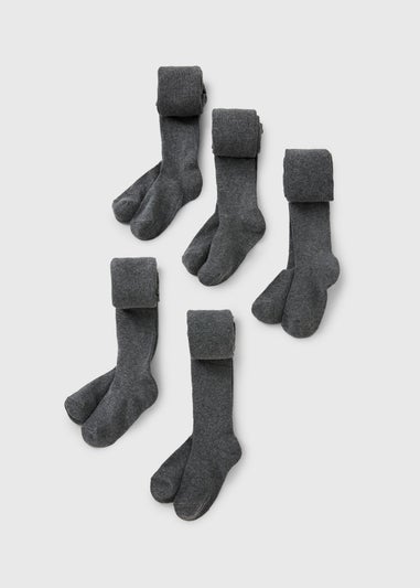 5 Pack Girls Grey Soft Tights (2-13yrs)