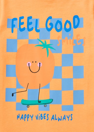Boys Orange Feel Good Slogan T-Shirt (1-7yrs)