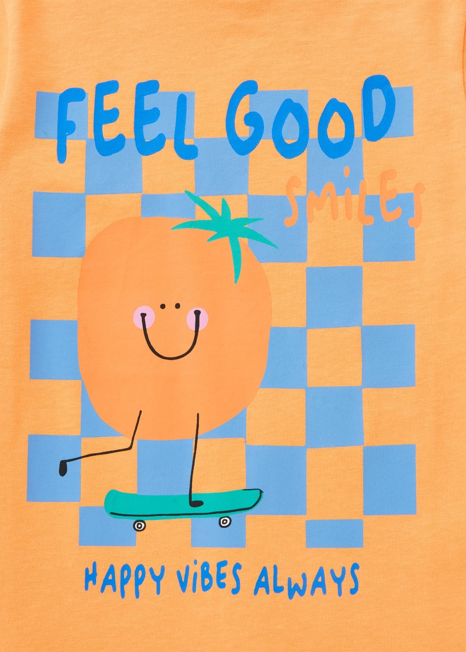 Boys Orange Feel Good Slogan T-Shirt (1-7yrs)
