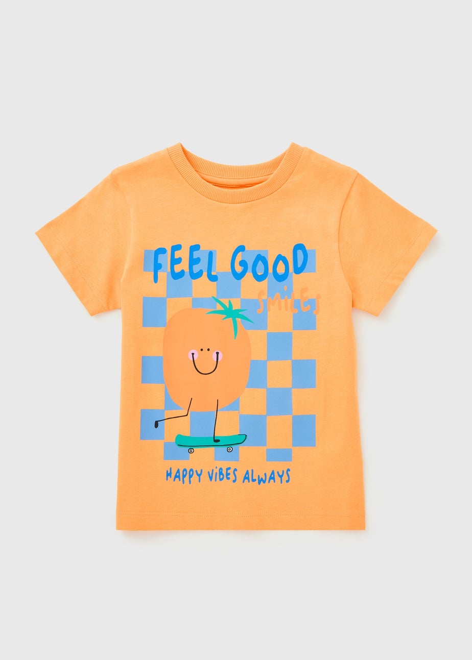 Boys Orange Feel Good Slogan T-Shirt (1-7yrs)