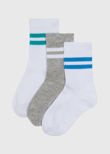 3 Pack Girls Grey Sport Socks (Younger 6-Older 6.5)