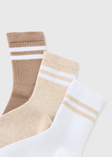 3 Pack Girls Brown Sport Socks (Younger 6-Older 6.5)