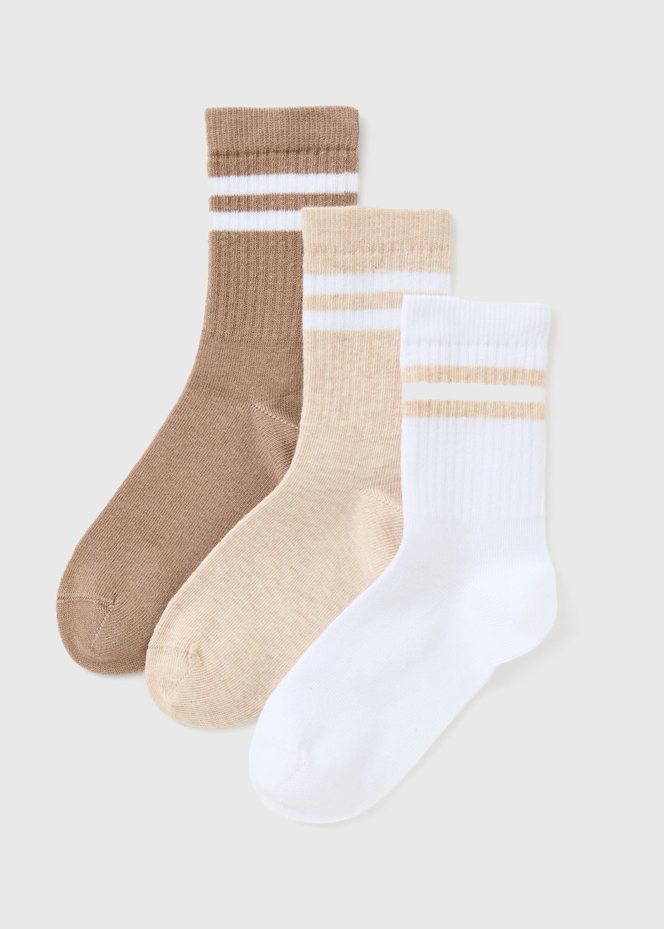 3 Pack Girls Brown Sport Socks (Younger 6-Older 6.5)