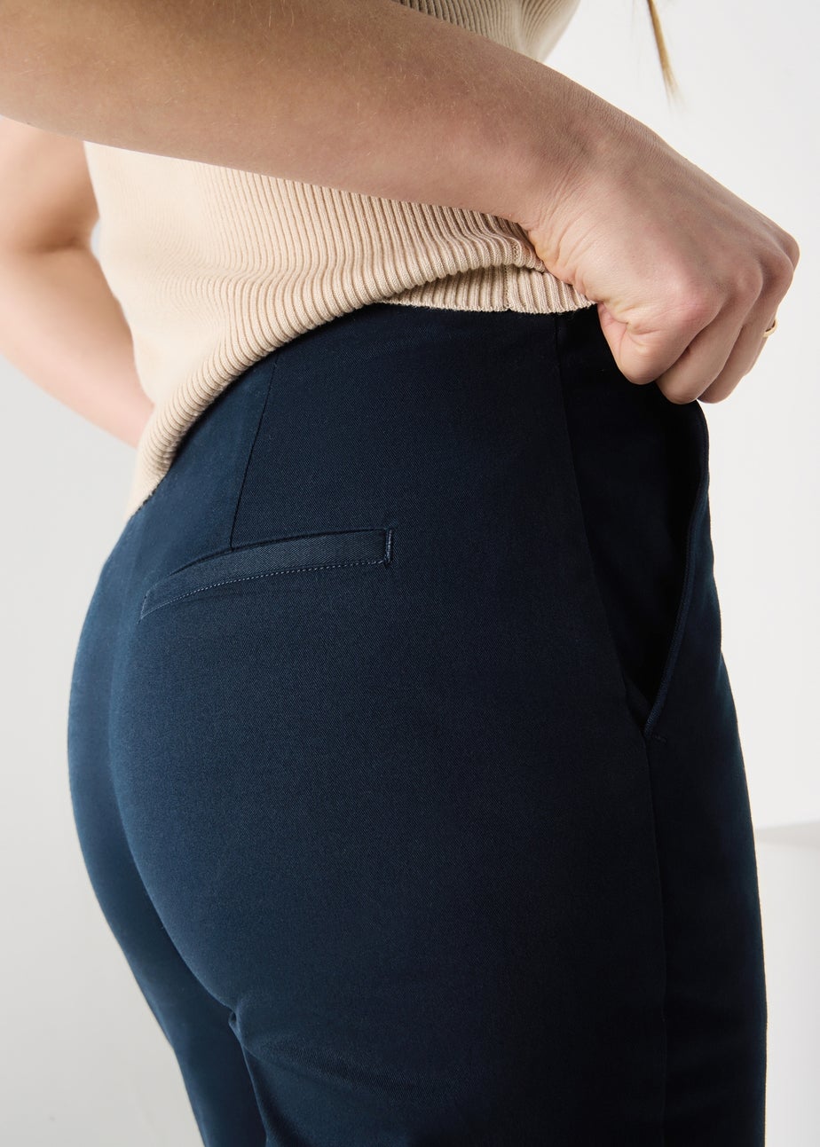 Et Vous Navy Ankle Grazer Slim Fit Trousers