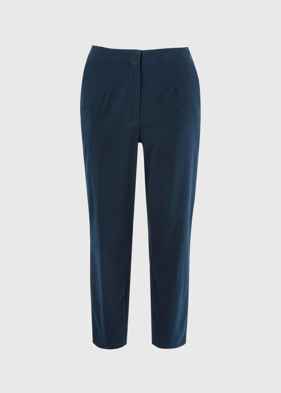 Et Vous Navy Ankle Grazer Slim Fit Trousers