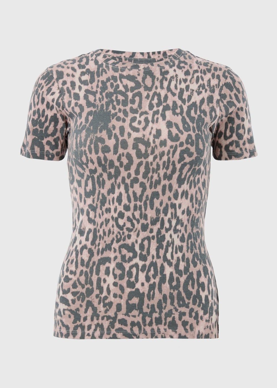 Mocha Leopard Print Fitted T-Shirt