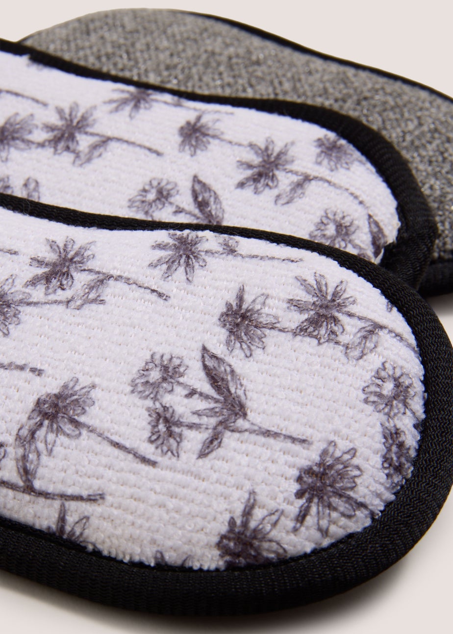 3 Pack Black Floral Sponges