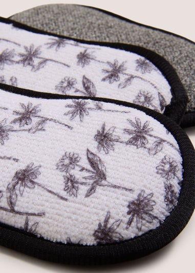 3 Pack Black Floral Sponges