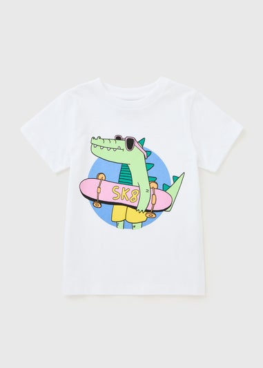 Boys White Skate Crocodile T-Shirt (1-7yrs)