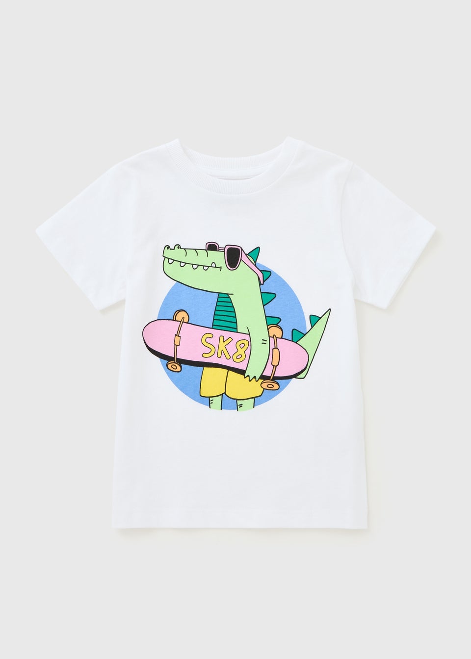 Boys White Skate Crocodile T-Shirt (1-7yrs)