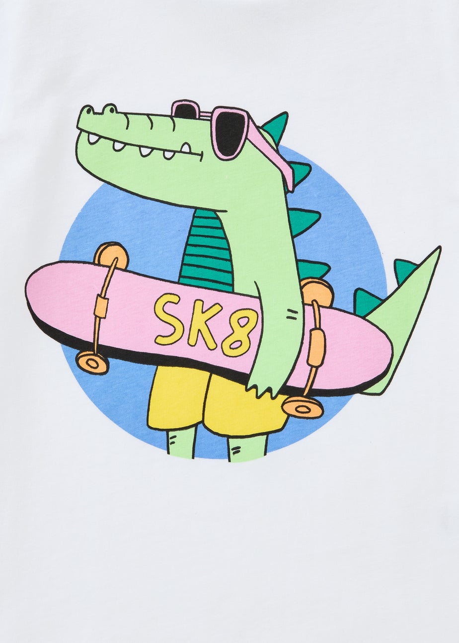 Boys White Skate Crocodile T-Shirt (1-7yrs)