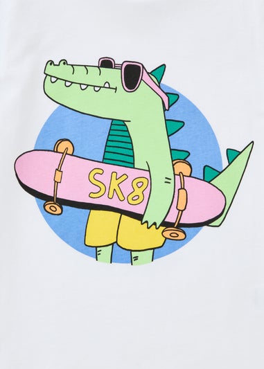Boys White Skate Crocodile T-Shirt (1-7yrs)