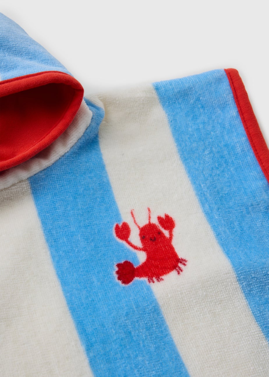 Kids Blue Stripe Lobster Poncho