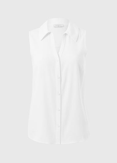 Papaya Petite White Sleeveless Clipper Shirt