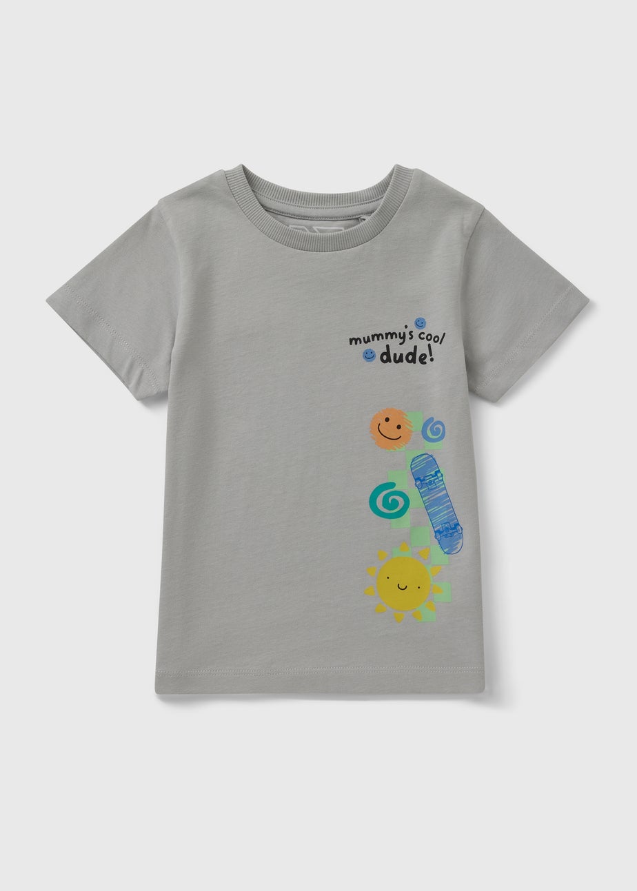 Boys Grey Mummy's Cool Dude T-Shirt (1-7yrs)