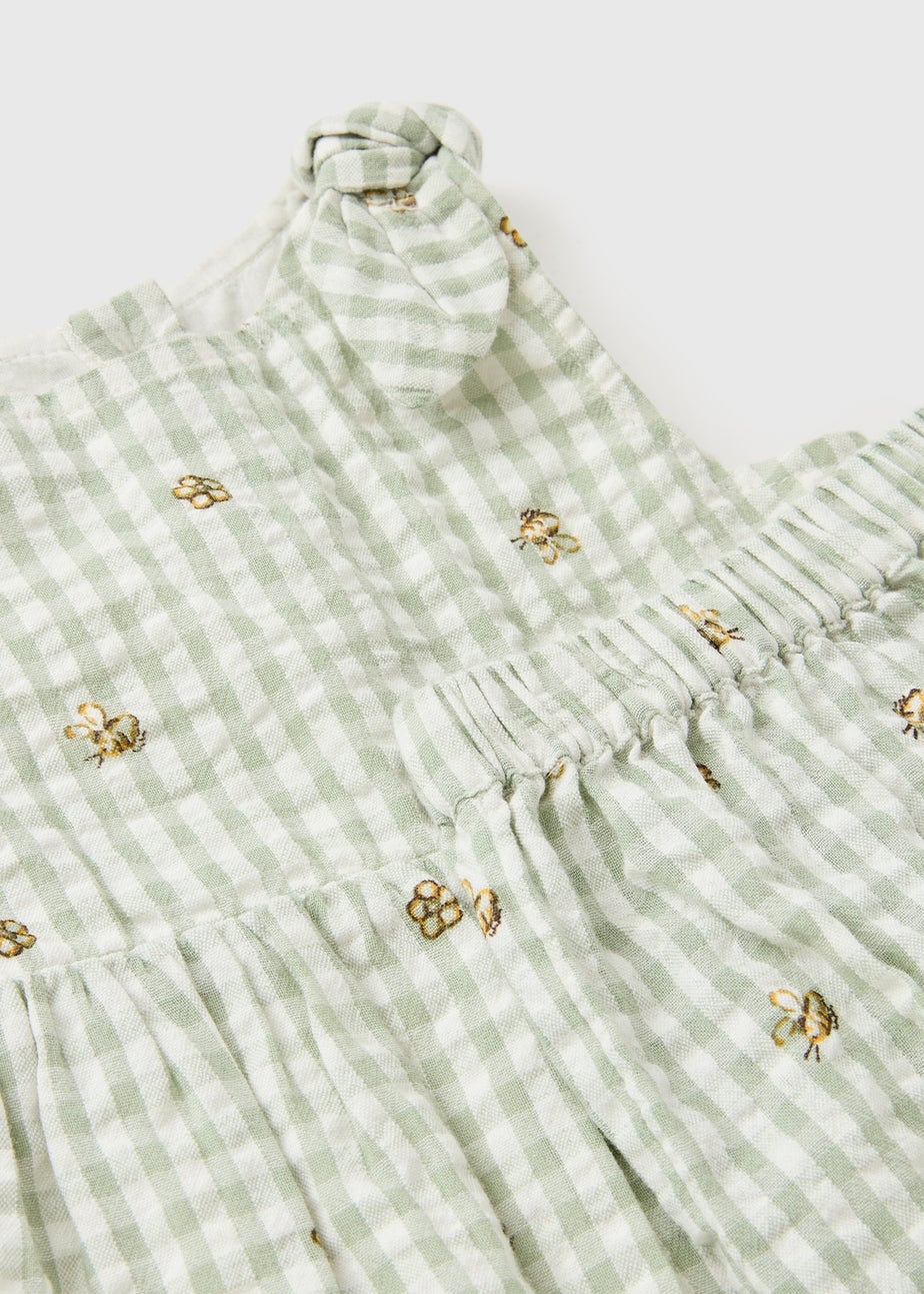 Baby Green Gingham Bee Top & Short Set (Newborn-23mths)