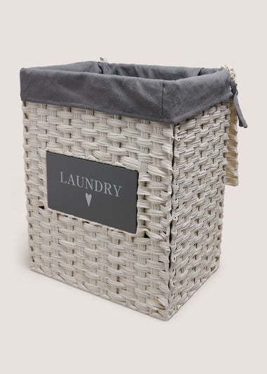 White Wicker Laundry Basket