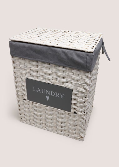 White Wicker Laundry Basket