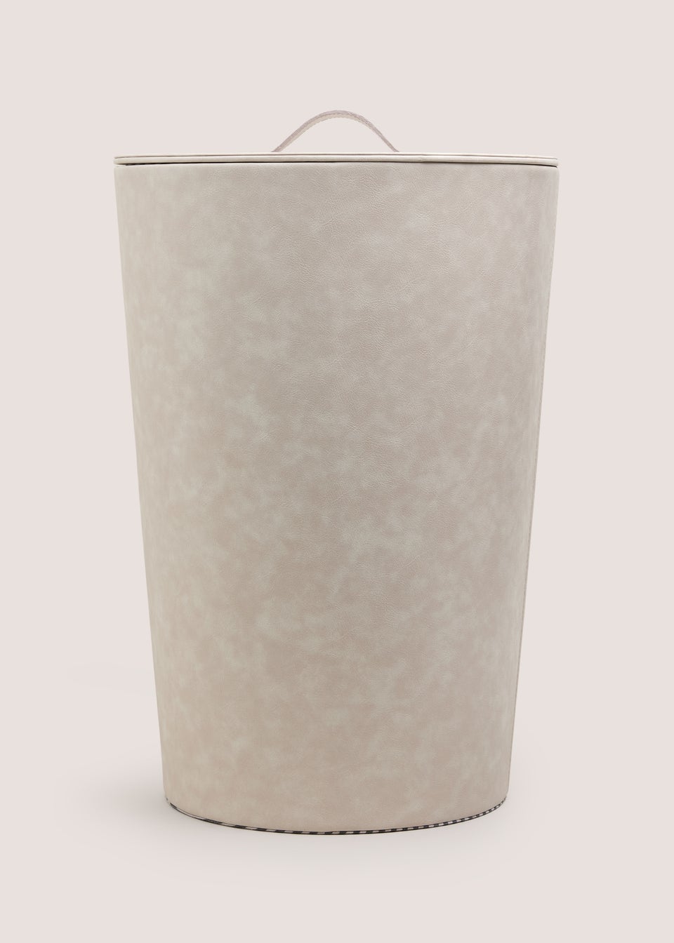 Grey Faux Leather Round Laundry Basket