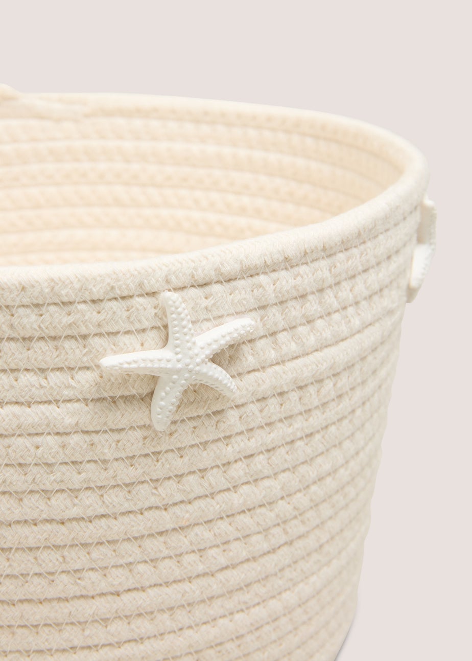 White Shell Embroidered Basket