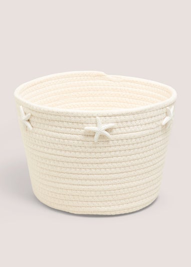 White Shell Embroidered Basket