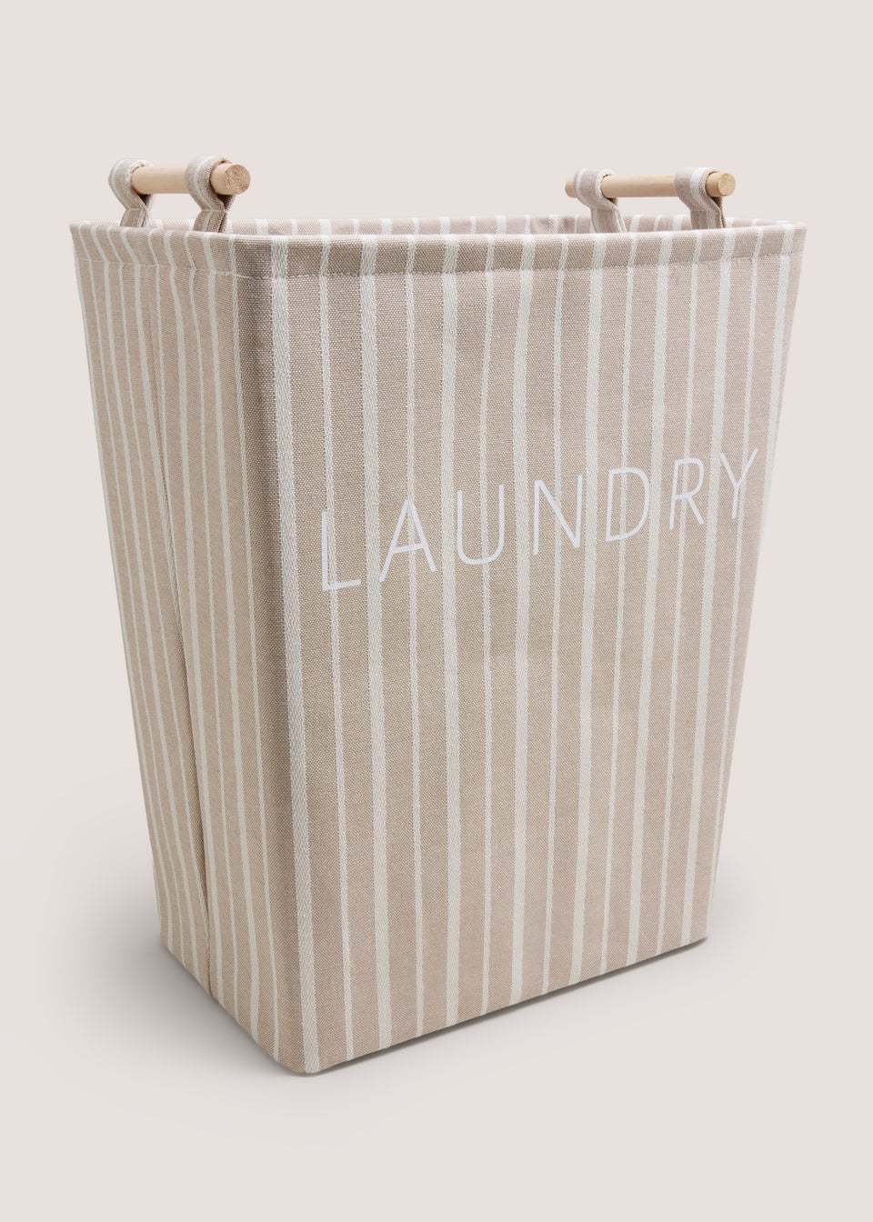 Beige Stipe Laundry Basket