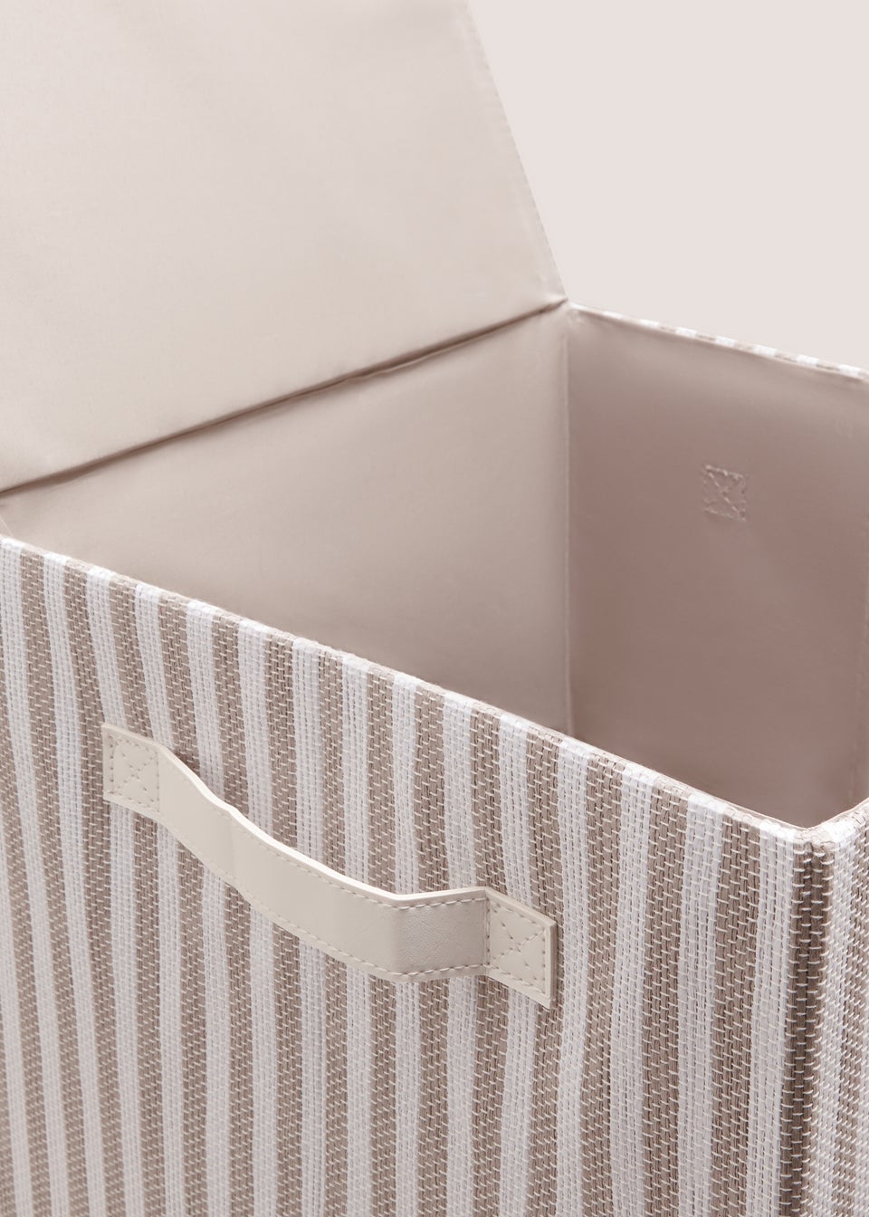 Beige Stripe Collapsible Laundry Basket