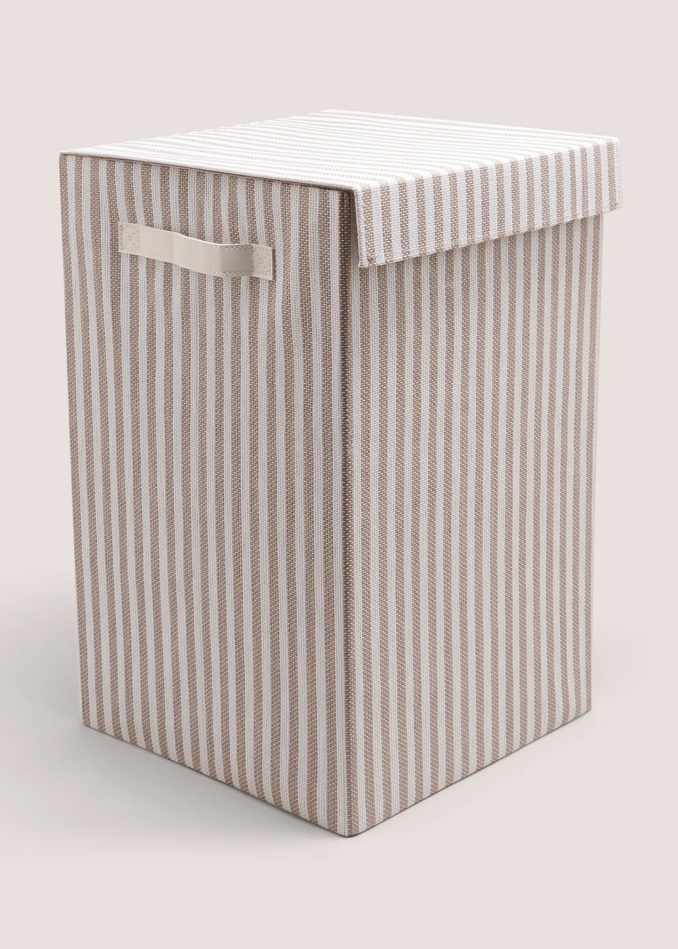 Beige Stripe Collapsible Laundry Basket