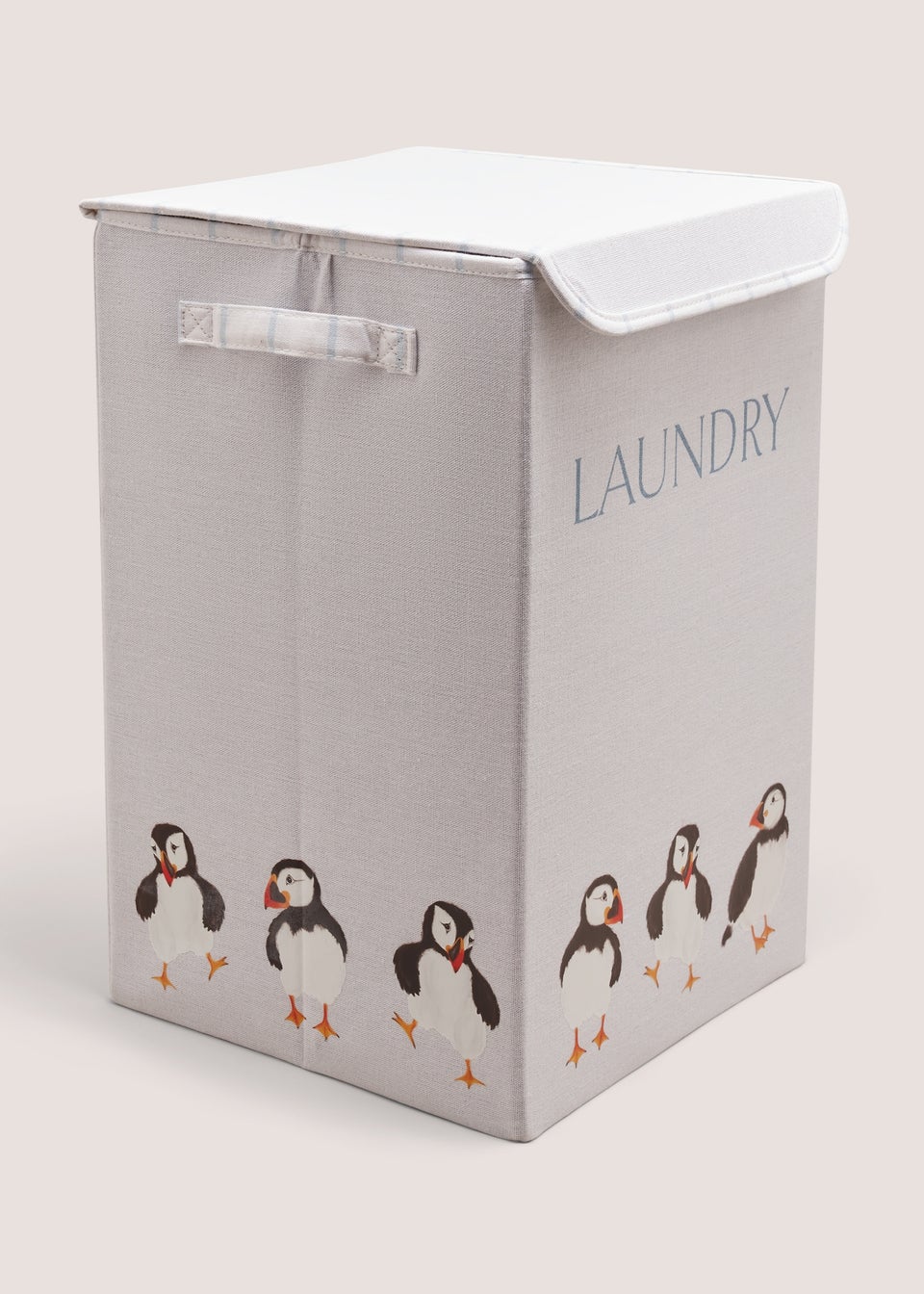 White Puffin Laundry Basket