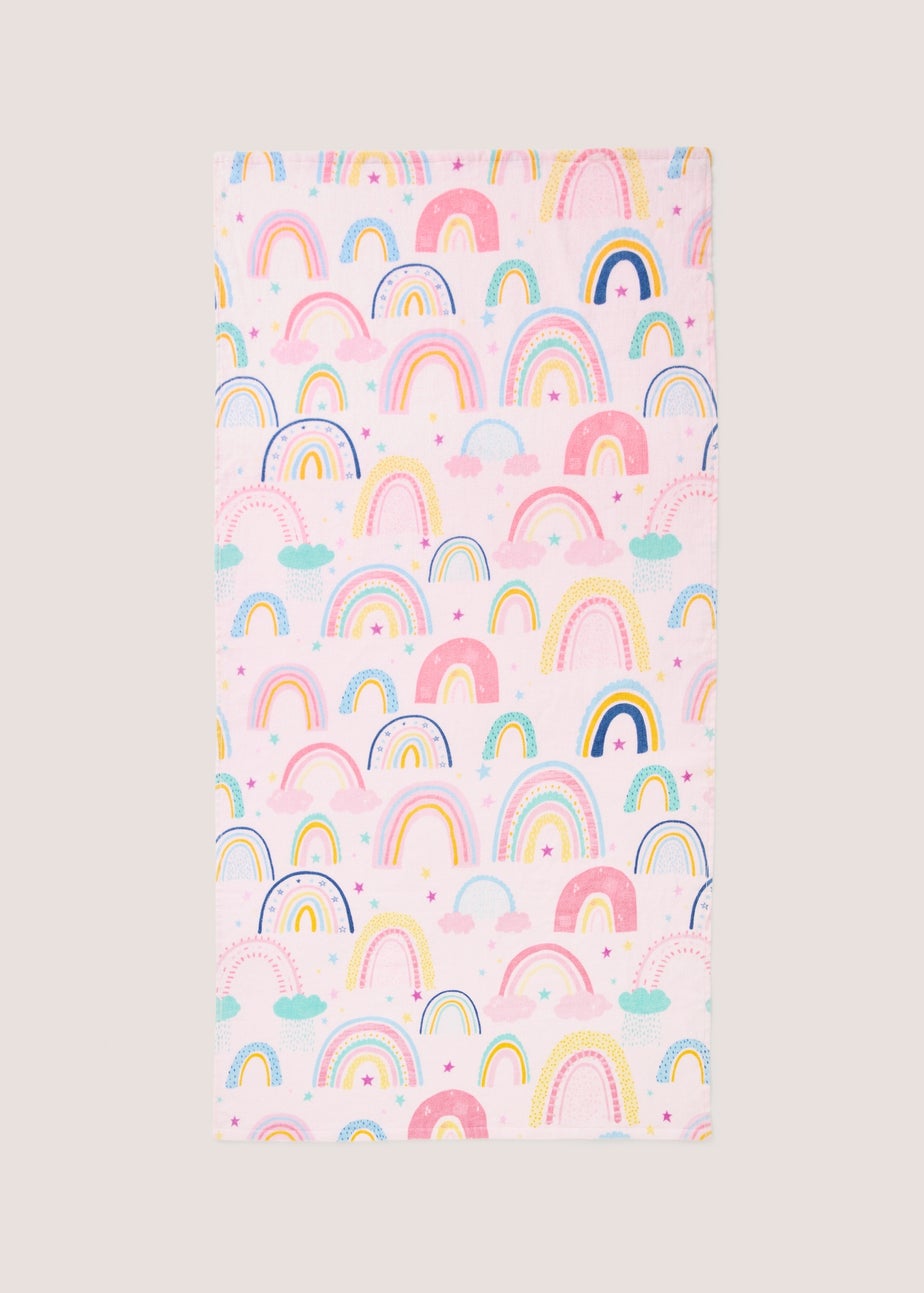 Kids Pink Rainbow Beach Towel