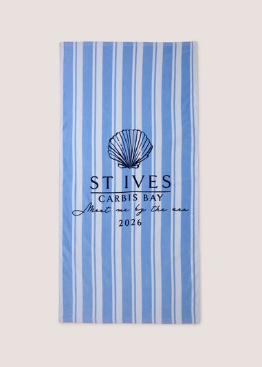 Blue Stripe St Ives Beach Towel