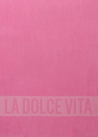 Pink Slogan Beach Towel