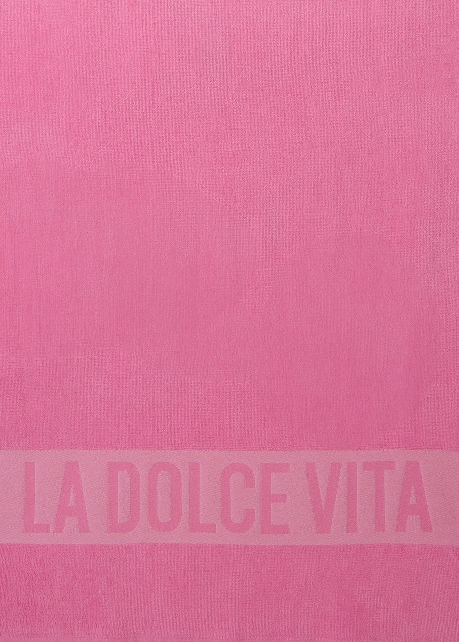Pink Slogan Beach Towel