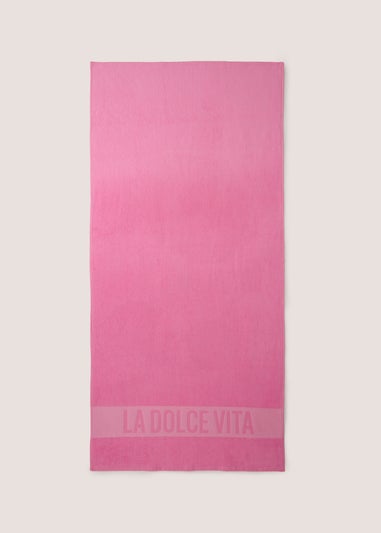 Pink Slogan Beach Towel