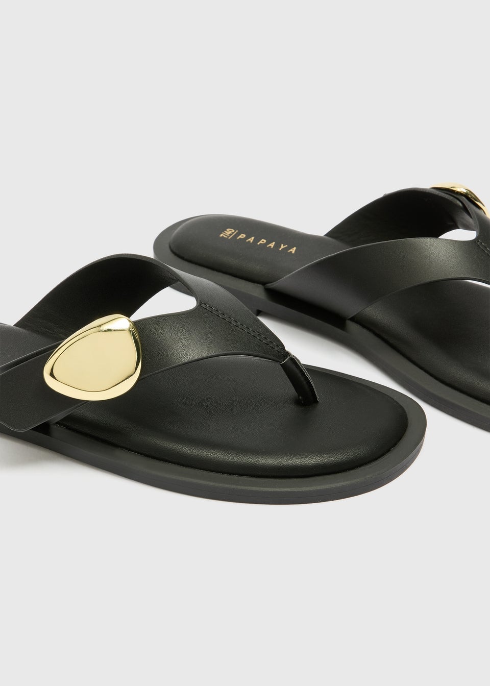 Black Gold Trim Toe Post Sandals