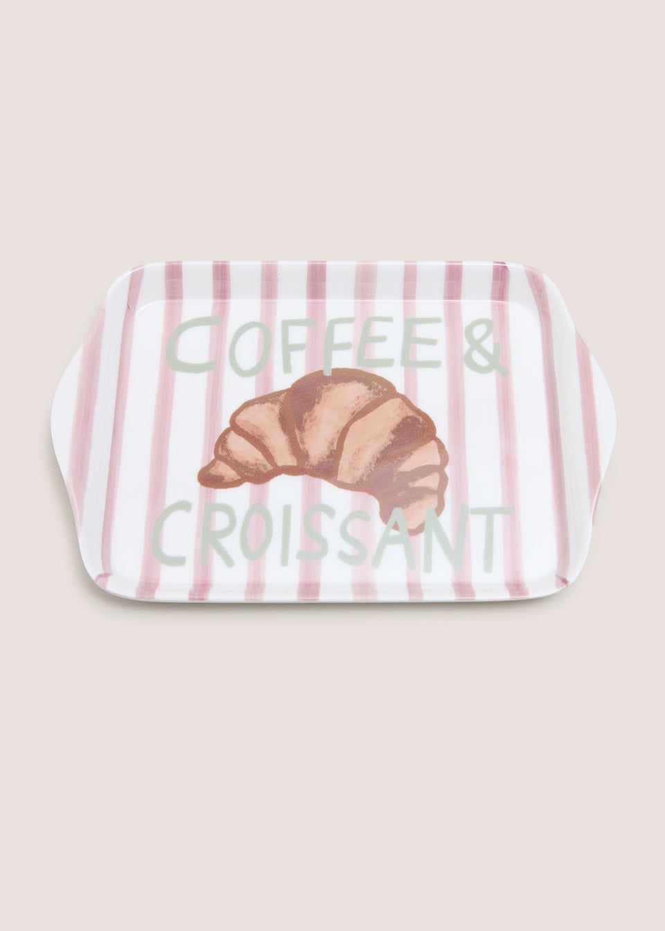 Pink Striped Coffee & Croissant Tea Tray