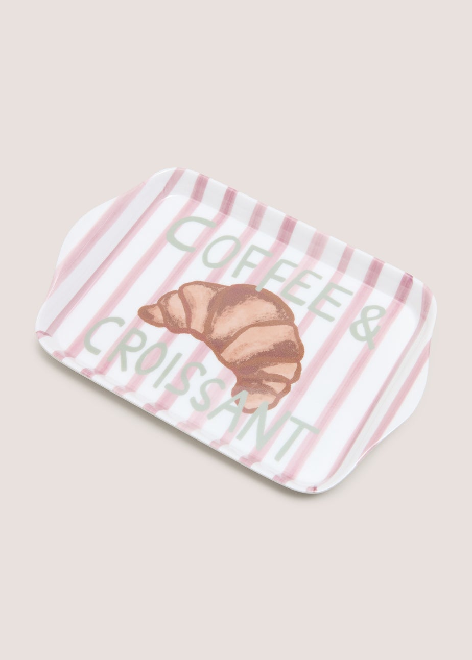 Pink Striped Coffee & Croissant Tea Tray