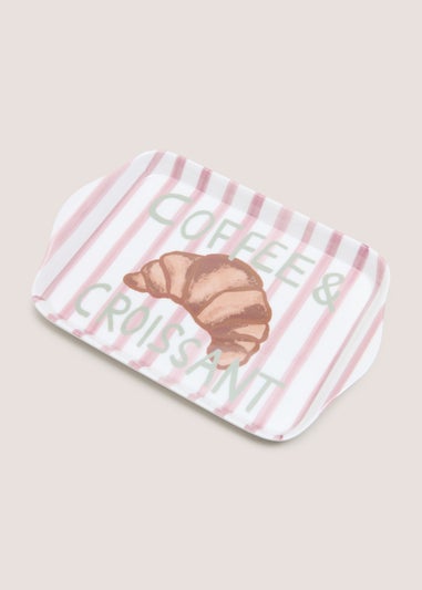 Pink Striped Coffee & Croissant Tea Tray