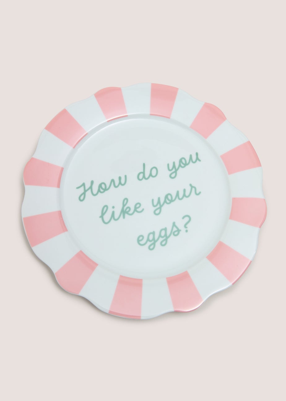 Pink Breakfast Slogan Dinner Plate