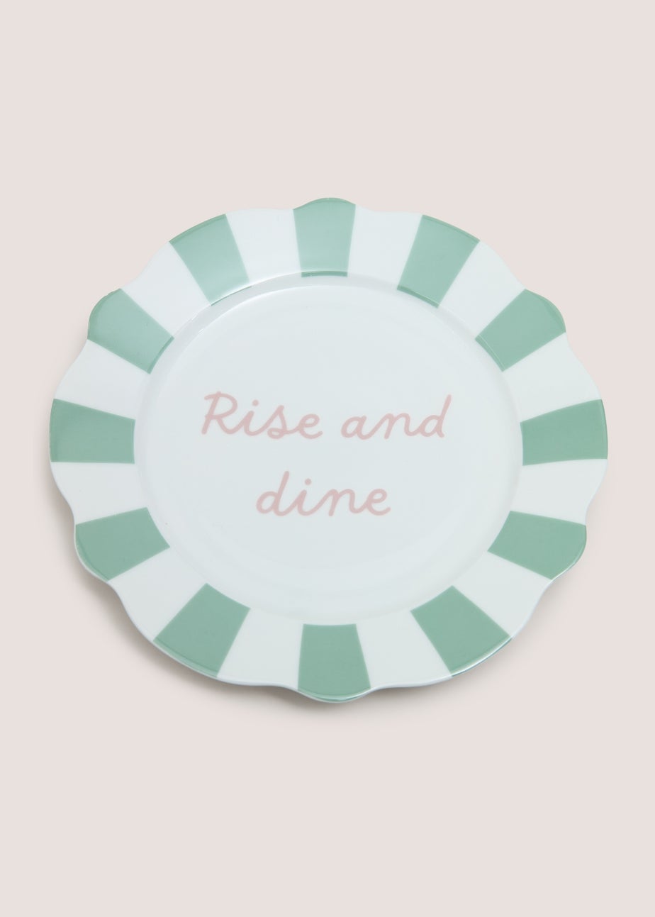Green Breakfast Slogan Side Plate